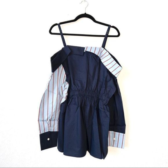 NWT Soncy Navy Stripe Cold Shoulder Top Size 0‎ - Picture 6 of 7